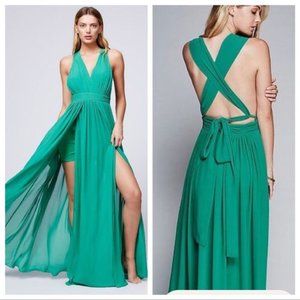 Free People X Bariano Athea Green Drape Maxi dress